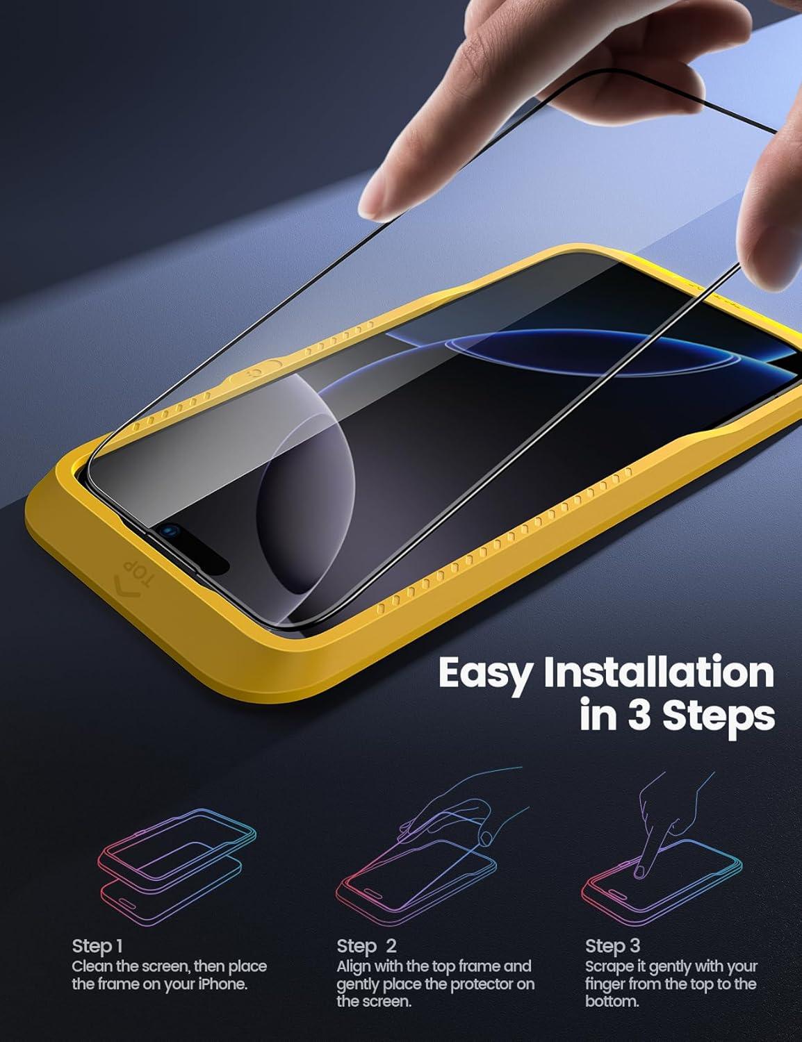 imageLamicall Professional Screen Protector for iPhone 1413 13 Pro 61 inch Military Grade Tempered Glass Film Ultra HDAnti FingerprintFull Screen ProtectionQuick Install Tool 9H 2 Pack16 Pro Max69