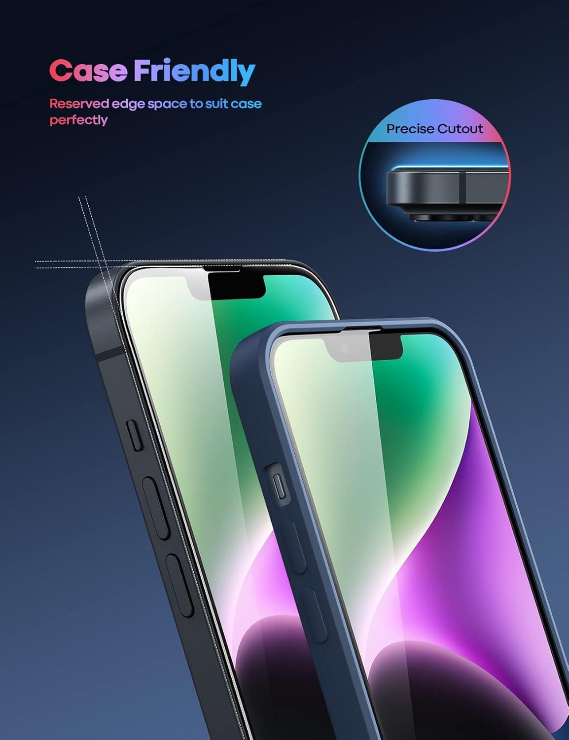 imageLamicall Professional Screen Protector for iPhone 1413 13 Pro 61 inch Military Grade Tempered Glass Film Ultra HDAnti FingerprintFull Screen ProtectionQuick Install Tool 9H 2 Pack14 61
