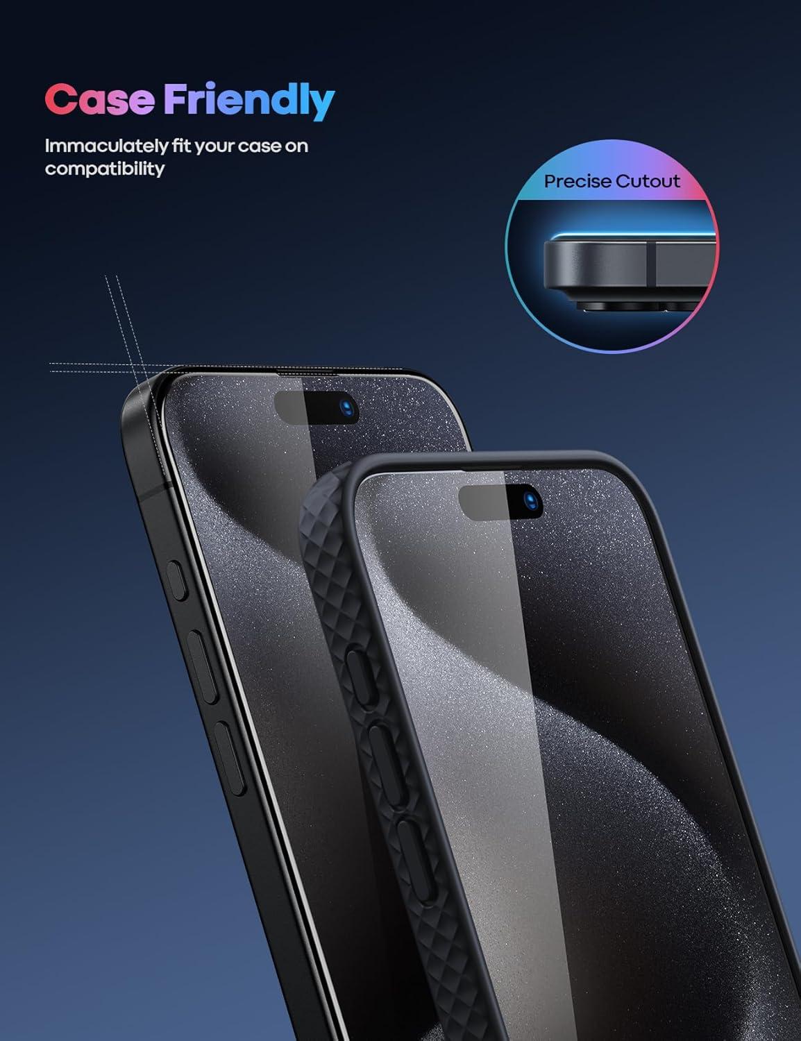 imageLamicall Professional Screen Protector for iPhone 1413 13 Pro 61 inch Military Grade Tempered Glass Film Ultra HDAnti FingerprintFull Screen ProtectionQuick Install Tool 9H 2 Pack16 Pro 63
