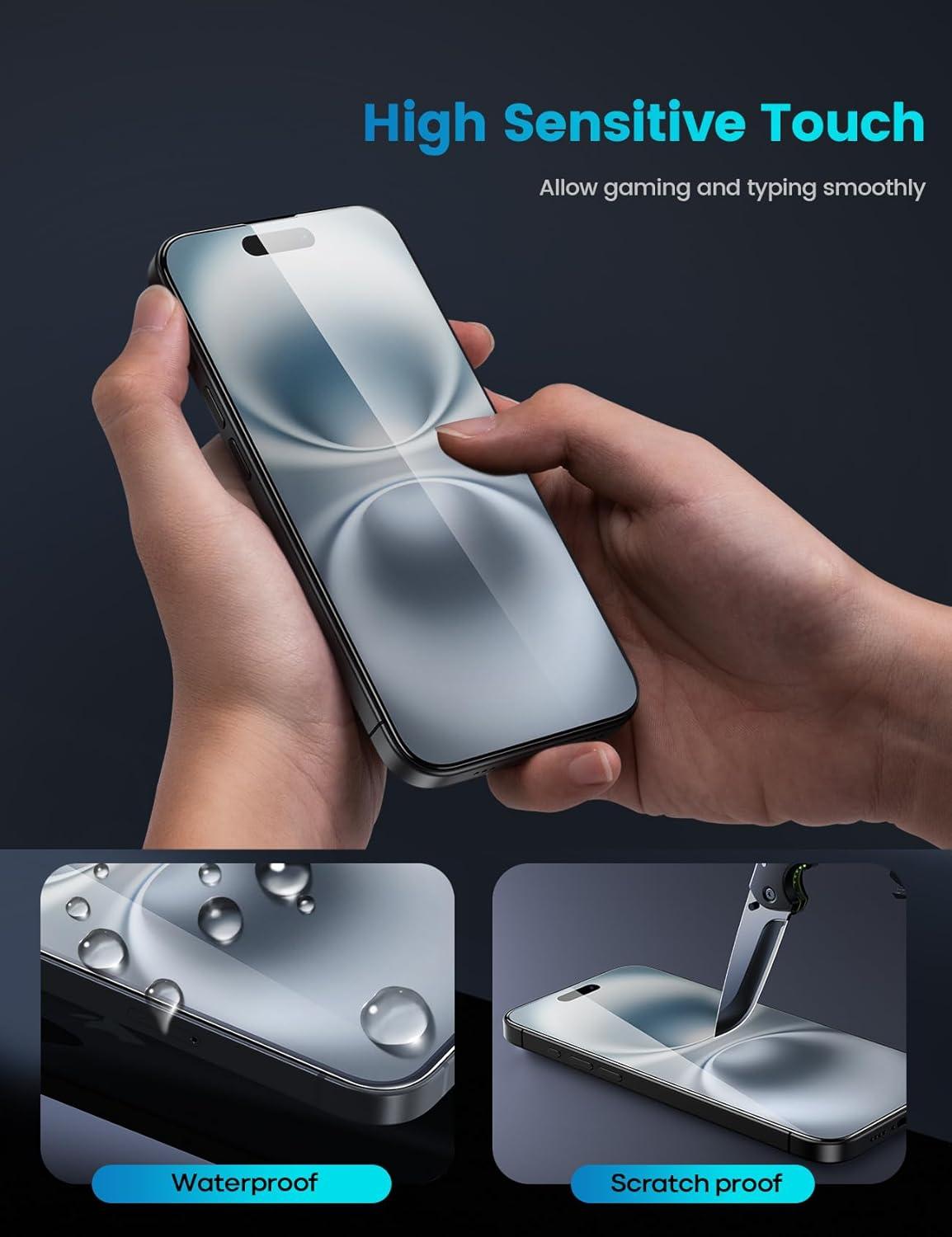 imageLamicall Professional Screen Protector for iPhone 1413 13 Pro 61 inch Military Grade Tempered Glass Film Ultra HDAnti FingerprintFull Screen ProtectionQuick Install Tool 9H 2 Pack16 61