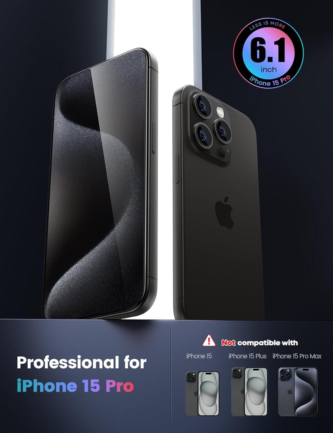 imageLamicall Professional Screen Protector for iPhone 1413 13 Pro 61 inch Military Grade Tempered Glass Film Ultra HDAnti FingerprintFull Screen ProtectionQuick Install Tool 9H 2 Pack15 Pro 61