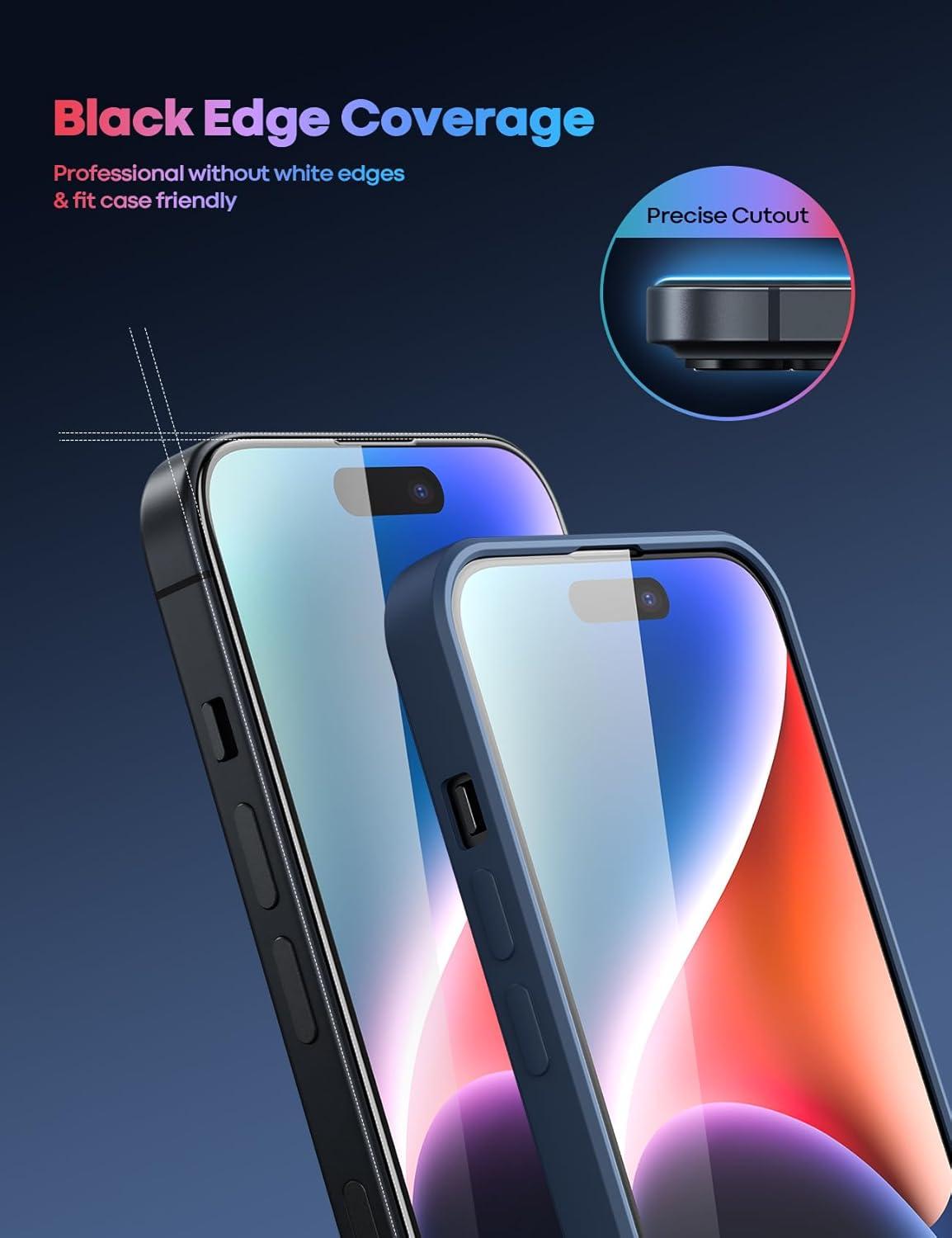 imageLamicall Professional Screen Protector for iPhone 1413 13 Pro 61 inch Military Grade Tempered Glass Film Ultra HDAnti FingerprintFull Screen ProtectionQuick Install Tool 9H 2 Pack15 Pro 61