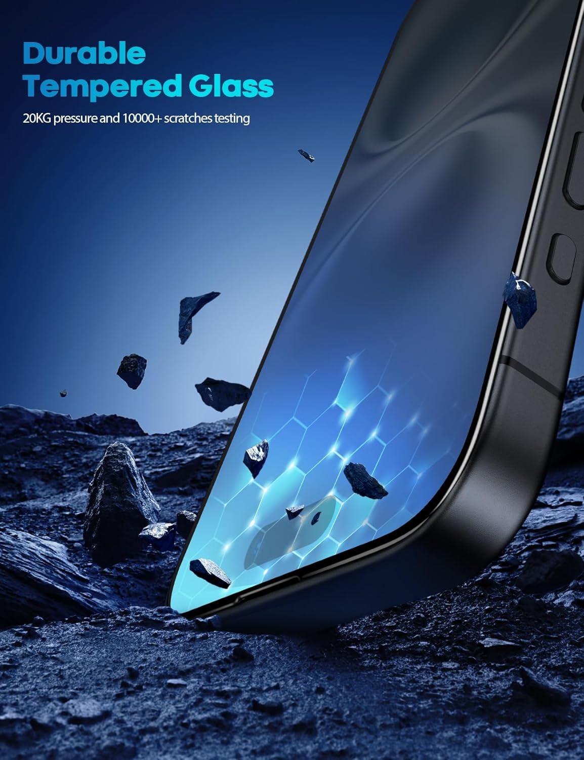 imageLamicall Professional Screen Protector for iPhone 1413 13 Pro 61 inch Military Grade Tempered Glass Film Ultra HDAnti FingerprintFull Screen ProtectionQuick Install Tool 9H 2 Pack16 61