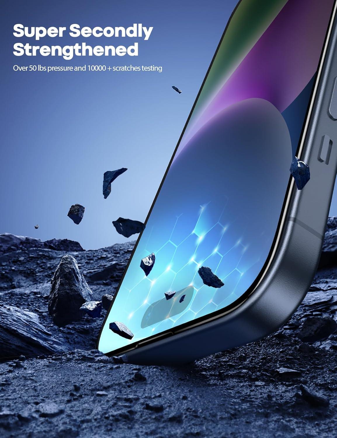 imageLamicall Professional Screen Protector for iPhone 1413 13 Pro 61 inch Military Grade Tempered Glass Film Ultra HDAnti FingerprintFull Screen ProtectionQuick Install Tool 9H 2 Pack15 Pro 61