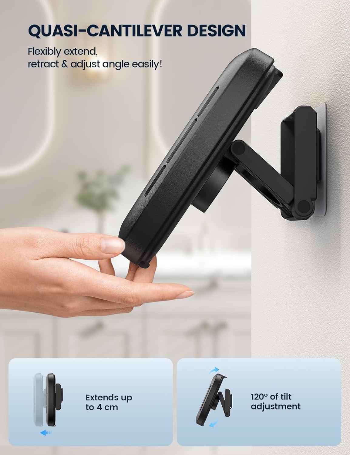 imageLamicall Shower Phone Holder with Speaker Holes IPX6 Waterproof Clear Sound ampamp 480 Rotation Shower Case Accessories Waterproof Bathroom Wall Mount for iPhone 16 Pro Max S25 Ultra 47quot Big PhonesClassic Black