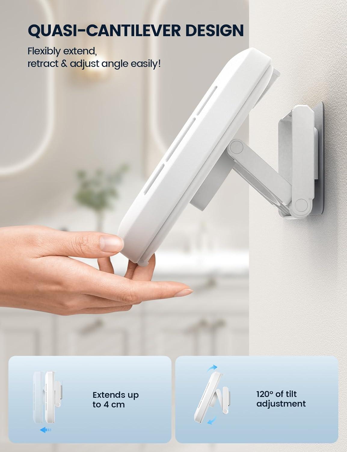 imageLamicall Shower Phone Holder with Speaker Holes IPX6 Waterproof Clear Sound ampamp 480 Rotation Shower Case Accessories Waterproof Bathroom Wall Mount for iPhone 16 Pro Max S25 Ultra 47quot Big PhonesSnow White