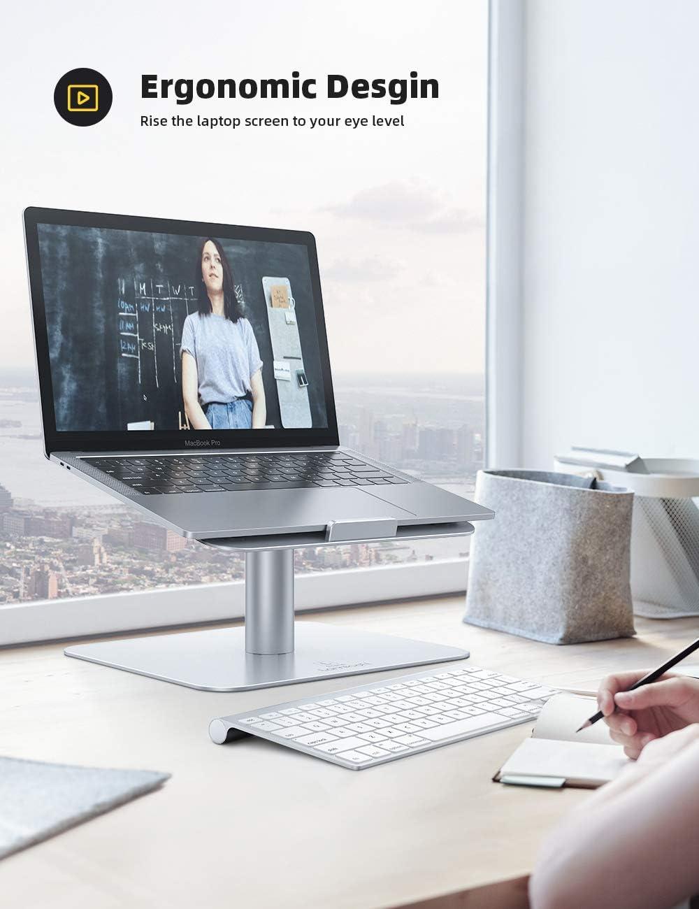 imageLamicall Swivel Laptop Stand Laptop Riser  360Rotating Ergonomic Aluminum Computer Desk Holder Compatible with MacBook Air Pro Dell XPS HP and More 10quot  173quot Notebook  Sliver