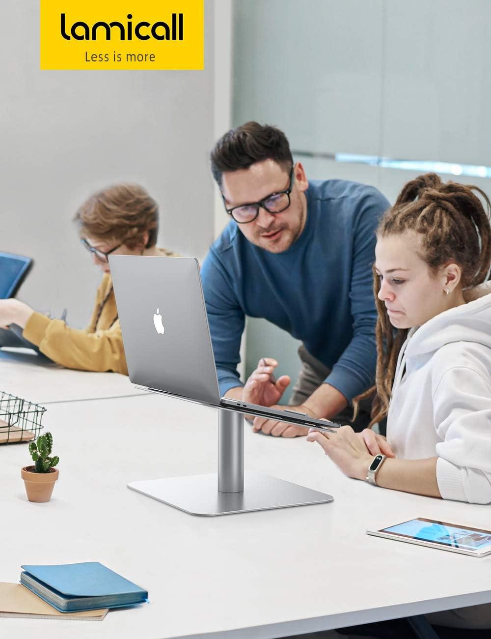 imageLamicall Swivel Laptop Stand Laptop Riser  360Rotating Ergonomic Aluminum Computer Desk Holder Compatible with MacBook Air Pro Dell XPS HP and More 10quot  173quot Notebook  Sliver