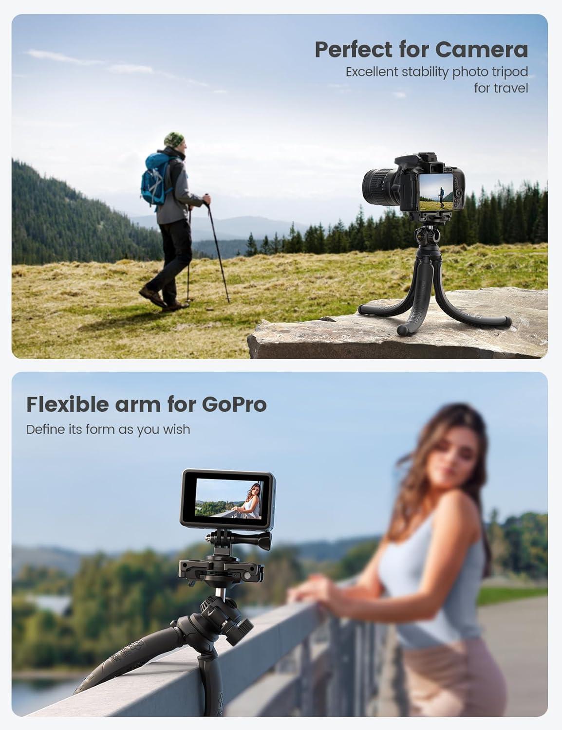 imageLamicall Tripod for Camera  3 in 1 Flexible Tripod for iPhone with Wireless Remote  iPhone Tripod Stand for Video Recording Vlogging Compatible with iPhone Samsung Go Pro Small Digital CameraNEW Upgraded Tripod for Camera  Dark Grey