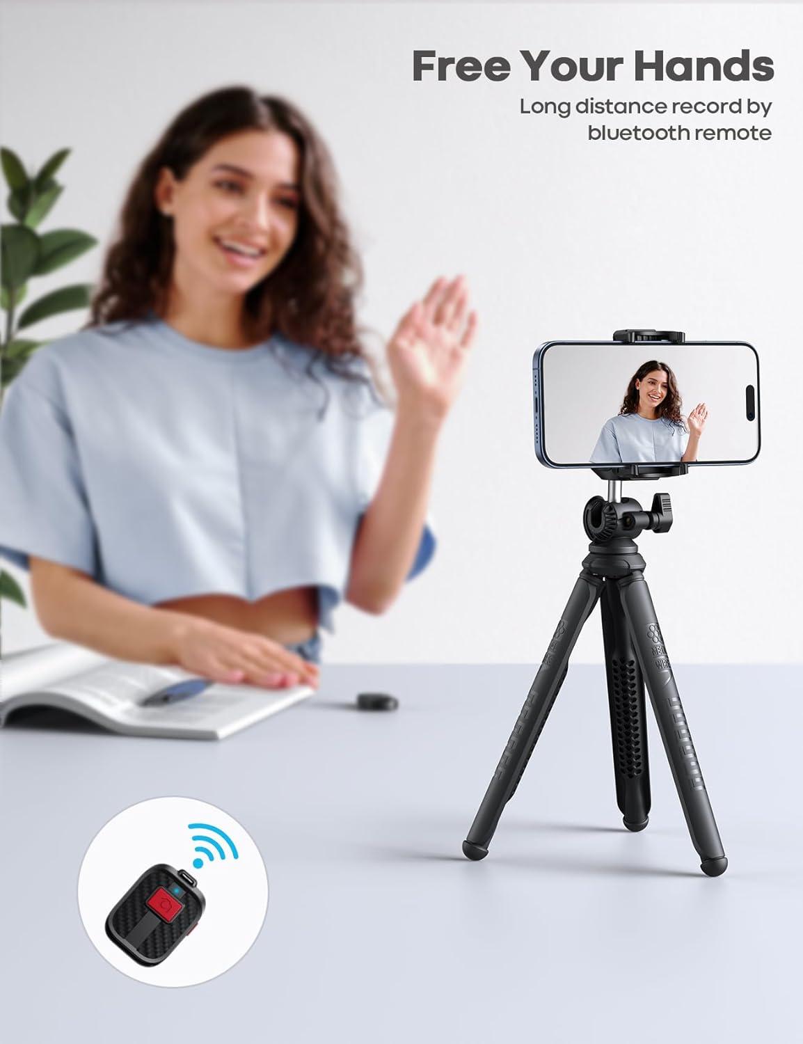 imageLamicall Tripod for Camera  3 in 1 Flexible Tripod for iPhone with Wireless Remote  iPhone Tripod Stand for Video Recording Vlogging Compatible with iPhone Samsung Go Pro Small Digital CameraNEW Upgraded Tripod for Camera  Dark Grey