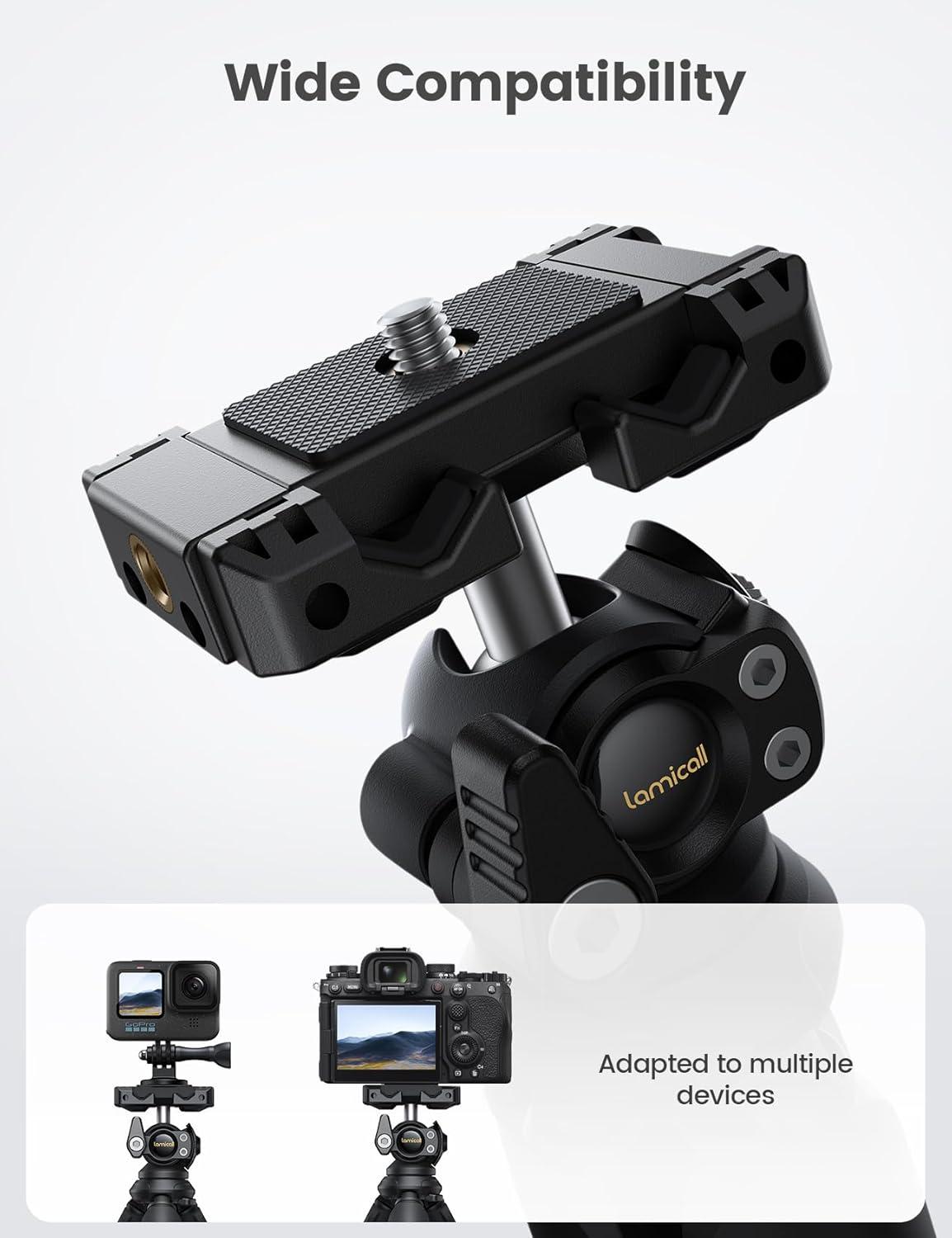 imageLamicall Tripod for Camera  3 in 1 Flexible Tripod for iPhone with Wireless Remote  iPhone Tripod Stand for Video Recording Vlogging Compatible with iPhone Samsung Go Pro Small Digital CameraBlack