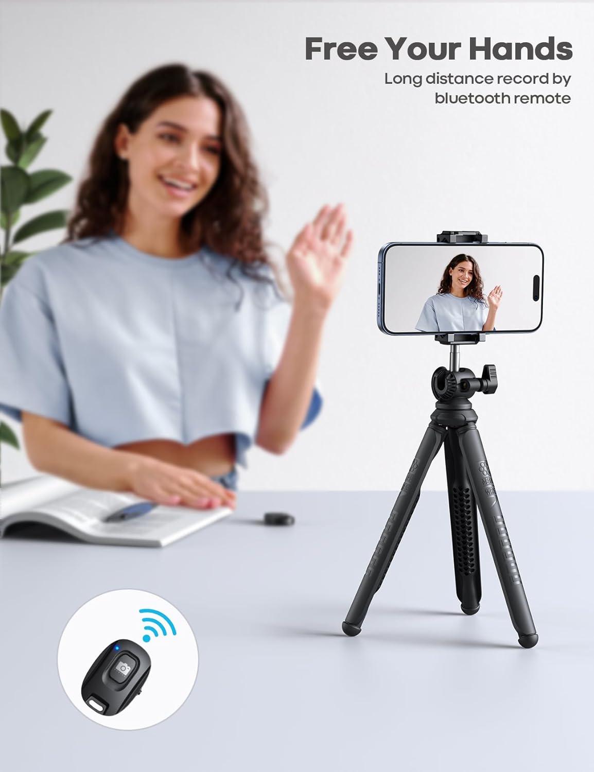 imageLamicall Tripod for Camera  3 in 1 Flexible Tripod for iPhone with Wireless Remote  iPhone Tripod Stand for Video Recording Vlogging Compatible with iPhone Samsung Go Pro Small Digital CameraBlack