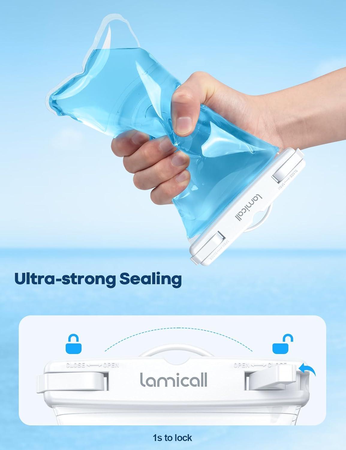 imageLamicall Waterproof Phone Pouch Floating  Soft 3D Seamless Design IPX8 Water Proof Cell Phone Case for Beach Snorkeling Dry Bag Phone Water Protector for 47quot Devices White