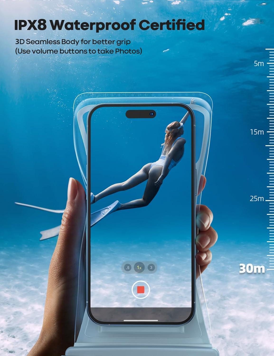 imageLamicall Waterproof Phone Pouch Floating  Soft 3D Seamless Design IPX8 Water Proof Cell Phone Case for Beach Snorkeling Dry Bag Phone Water Protector for 47quot Devices White