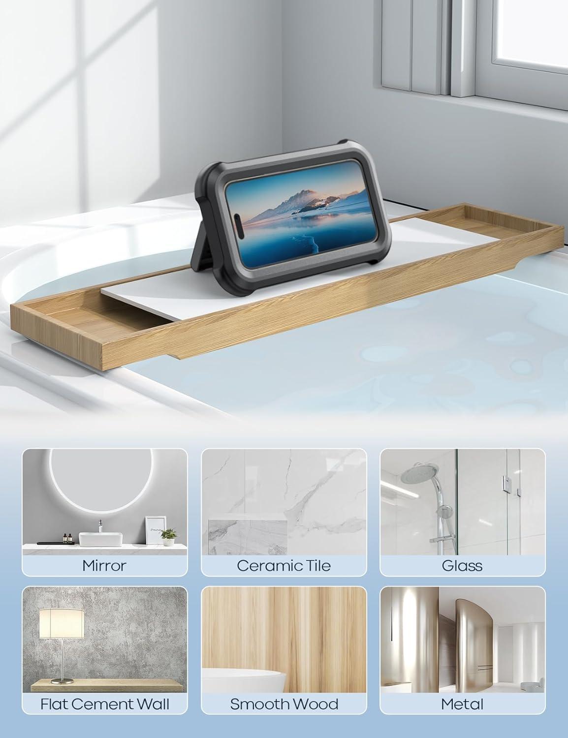 imageLamicall Waterproof Shower Phone Holder  Shower Bath Bathroom Accessories for Women Men Girls Boys Mothers Day for Mother iPhone Case Wall Mount Stand for 47quot PhonesBlack