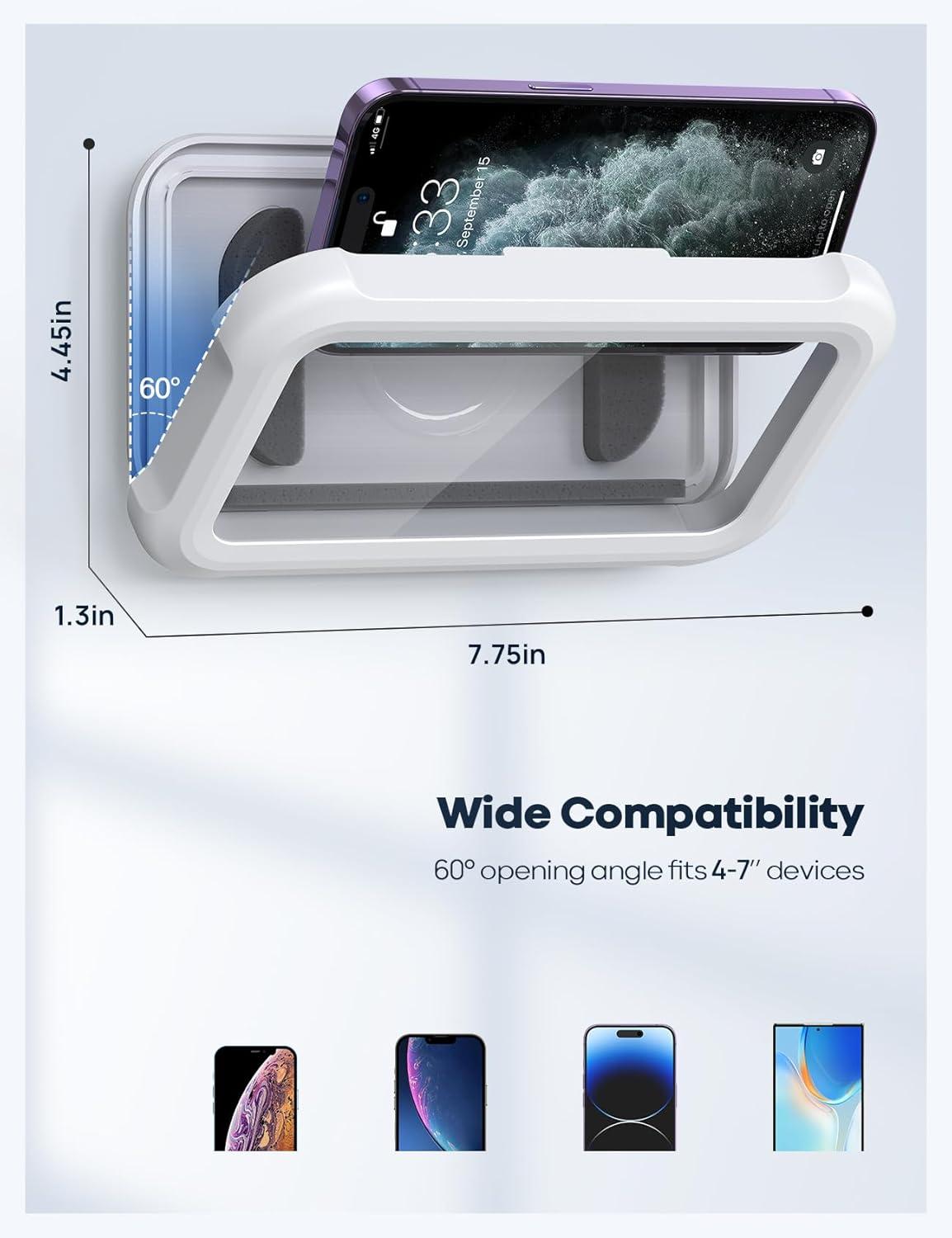 imageLamicall Waterproof Shower Phone Holder  Shower Bath Bathroom Accessories for Women Men Girls Boys Mothers Day for Mother iPhone Case Wall Mount Stand for 47quot PhonesSnow White