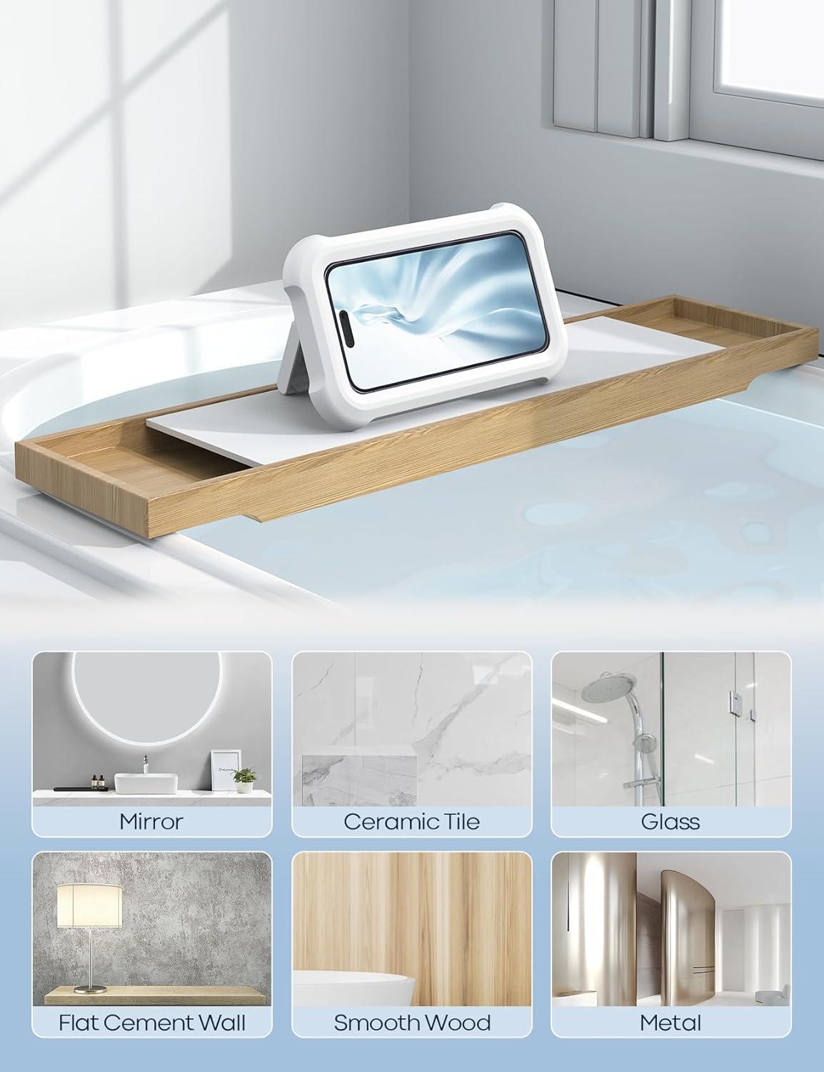imageLamicall Waterproof Shower Phone Holder  Shower Bath Bathroom Accessories for Women Men Girls Boys Mothers Day for Mother iPhone Case Wall Mount Stand for 47quot PhonesSnow White