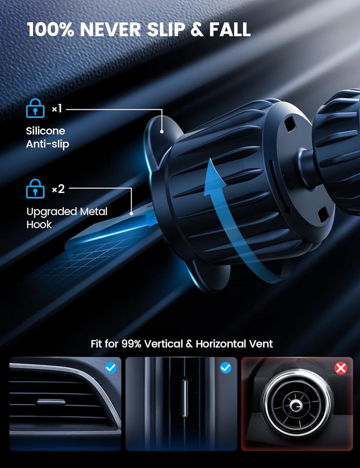 imageLamicall for MagSafe Car Mount Charger  2025 Ultra Magnet 15W Wireless Car Phone Holder Charger  HandsFree Magnetic Phone Holders for Your Car Vent for iPhone 16 15 14 13 Pro Max Mag Safe CaseBlack