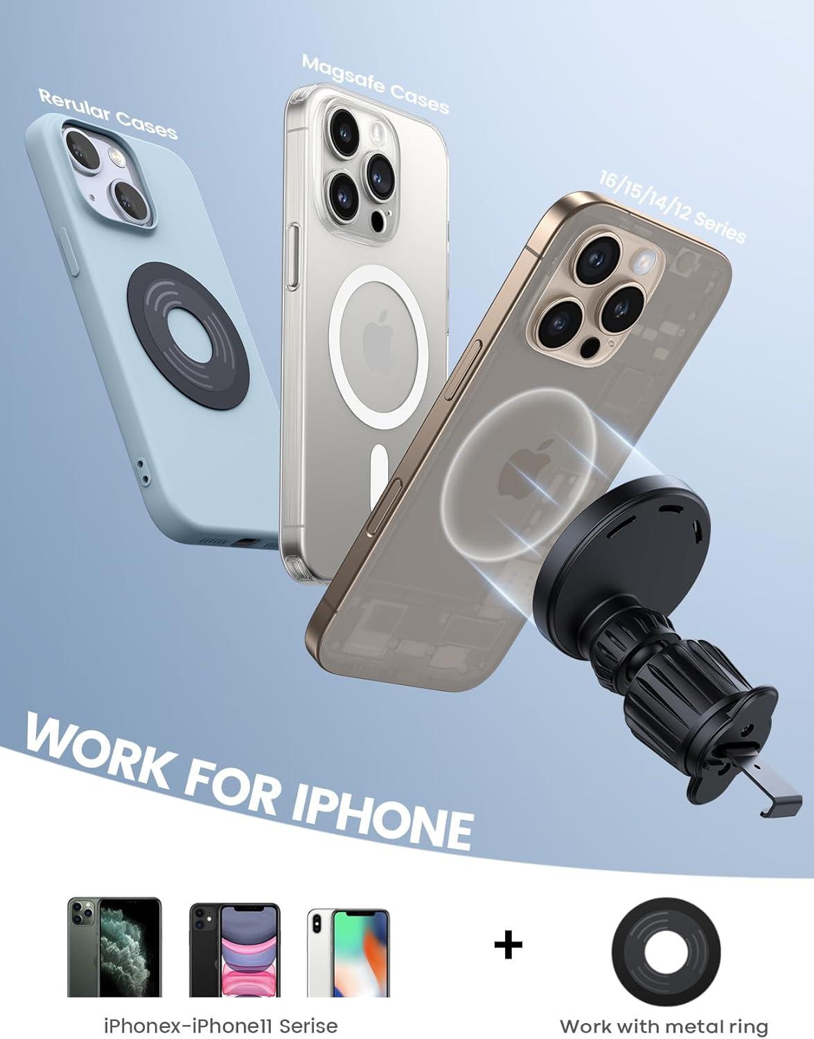 imageLamicall for MagSafe Car Mount Charger  2025 Ultra Magnet 15W Wireless Car Phone Holder Charger  HandsFree Magnetic Phone Holders for Your Car Vent for iPhone 16 15 14 13 Pro Max Mag Safe CaseBlack