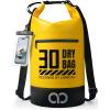 imageLamicall 10L ampamp 30L Dry Bag Waterproof Backpack  Zippered Pocket Roll Top Waterproof Bag Olive Green ampamp Lemon Yellow
