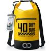 imageLamicall 40L ampamp 40L Dry Bag Waterproof Backpack  Zippered Pocket Roll Top Waterproof Bag Black ampamp Lemon Yellow