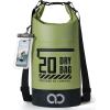 imageLamicall Dry Bag Waterproof Backpack  Zippered Pocket 5L10L20L30L40L Roll Top Waterproof Bag with Water Proof Phone Pouch Floatable Drybag for Swimming Boating Kayaking Camping BeachOlive Green