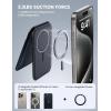 imageLamicall Magnetic Phone Stand  Slim Faux Leather Grip for Apple MagSafe Wallet Magnet 3 Cards Holder Finger Loop Grip for iPhone 15141312 Series Black
