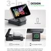 imageLamicall Wireless Charging Station for MagSafe  3 in 1 Wireless Foldable Charger Stand for Apple Multiple Devices for iPhone 16 15 14 13 12 Pro Max Apple Watch Ultra Series 10 9 SE Airpods 4 3 ProBlack