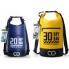 imageLamicall 30L ampamp 20L Dry Bag Waterproof Backpack  Zippered Pocket Roll Top Waterproof Bag Navy Blue ampamp Lemon Yellow