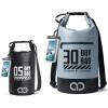 imageLamicall 30L ampamp 5L Dry Bag Waterproof Backpack  Zippered Pocket Roll Top Waterproof Bag Blueish Gray ampamp Black