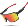 imageLamicall XL Size Polarized Sports Sunglasses for Men Women Large UV400 Protection Sun Glasses Running Cycling BaseballBlack Framered Lens