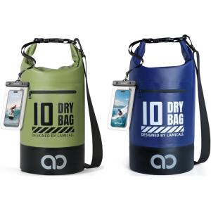 imageLamicall 10L Dry Bag Waterproof Backpack  Zippered Pocket Roll Top Waterproof Bag Olive Green ampamp Navy Blue