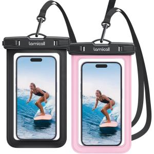 imageLamicall 2 Pack Cell Phone Bag for Mother Mom Birthday Gift for Father Teens Girls Boys Phone Pouch BlackBlack  Pink