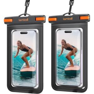 imageLamicall 2 Pack Cell Phone Bag for Mother Mom Birthday Gift for Father Teens Girls Boys Phone Pouch Blackblack for 75 big case