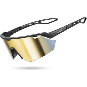 imageLamicall 24g Polarized Sports Sunglasses for Men Women  UV400 Protection Sun Glasses for Running Cycling Baseball FishingBlack Framegold Lens