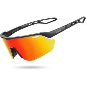 imageLamicall 24g Polarized Sports Sunglasses for Men Women  UV400 Protection Sun Glasses for Running Cycling Baseball FishingBlack Frameorange Lens