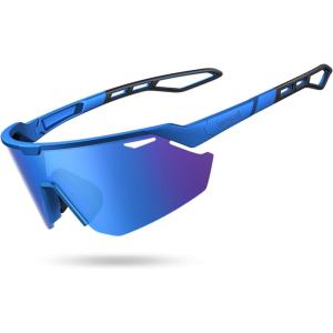 imageLamicall 24g Polarized Sports Sunglasses for Men Women  UV400 Protection Sun Glasses for Running Cycling Baseball FishingBlue Frameblue Lens