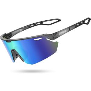 imageLamicall 24g Polarized Sports Sunglasses for Men Women  UV400 Protection Sun Glasses for Running Cycling Baseball FishingGray Frameblue Green Lens