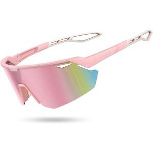 imageLamicall 24g Polarized Sports Sunglasses for Men Women  UV400 Protection Sun Glasses for Running Cycling Baseball FishingPink Framedeep Pink Lens