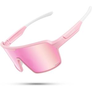 imageLamicall Polarized Sports Sunglasses for Women Large UV400 Protection Sun Glasses Running Cycling Baseball HikingPink Framepink Lens