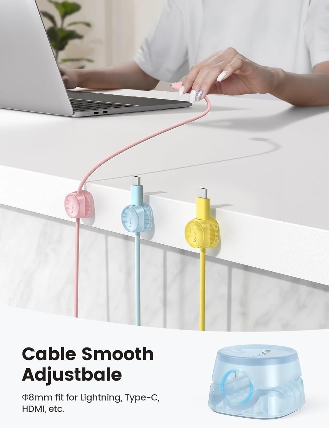 image12Pack Cord Organizer Spring Clips Office Desk Accessories  Lamicall Desk Cable Management Clips Dorm Room Bedroom Essentials Phone Charger Cord Holder Wire Organizer Keeper for NightstandMacaron Colors
