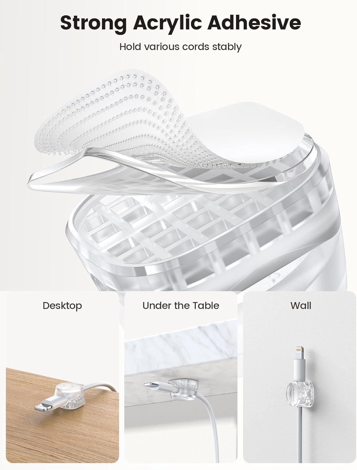 image12Pack Cord Organizer Spring Clips Office Desk Accessories  Lamicall Desk Cable Management Clips Dorm Room Bedroom Essentials Phone Charger Cord Holder Wire Organizer Keeper for NightstandTransparent