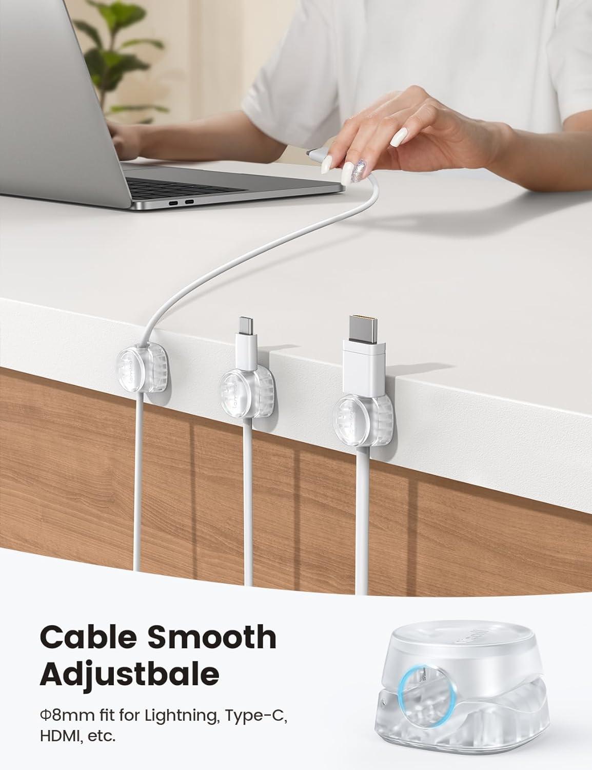 image12Pack Cord Organizer Spring Clips Office Desk Accessories  Lamicall Desk Cable Management Clips Dorm Room Bedroom Essentials Phone Charger Cord Holder Wire Organizer Keeper for NightstandTransparent