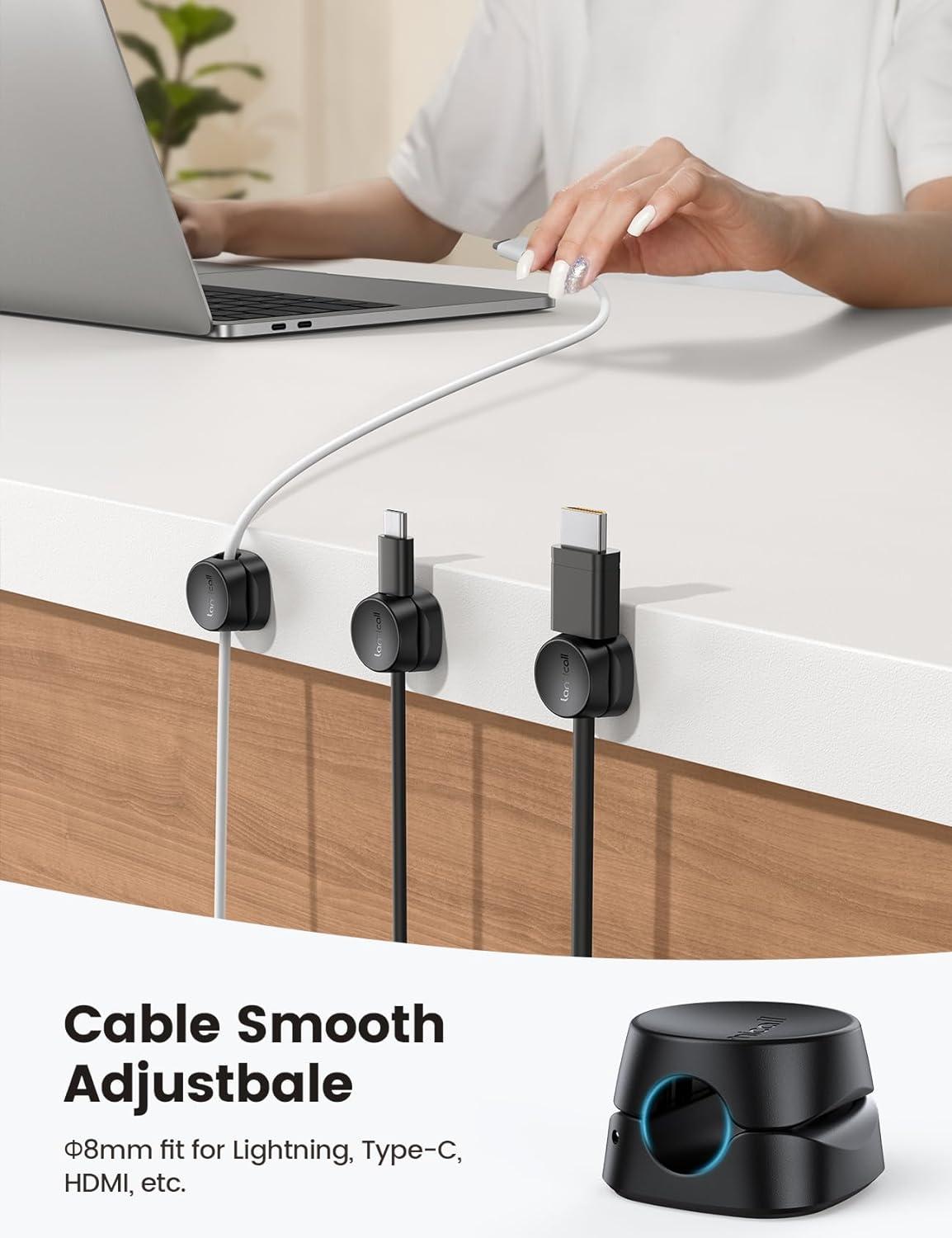 image12Pack Cord Organizer Spring Clips Office Desk Accessories  Lamicall Desk Cable Management Clips Dorm Room Bedroom Essentials Phone Charger Cord Holder Wire Organizer Keeper for NightstandBlack
