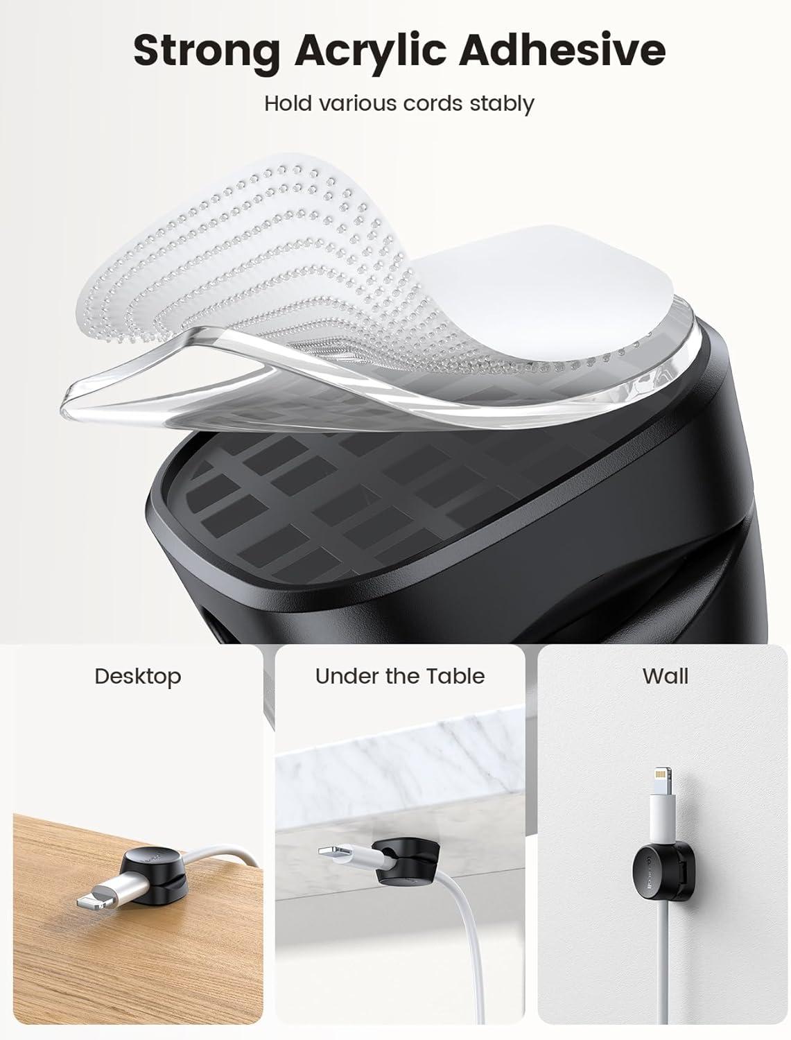 image12Pack Cord Organizer Spring Clips Office Desk Accessories  Lamicall Desk Cable Management Clips Dorm Room Bedroom Essentials Phone Charger Cord Holder Wire Organizer Keeper for NightstandBlack