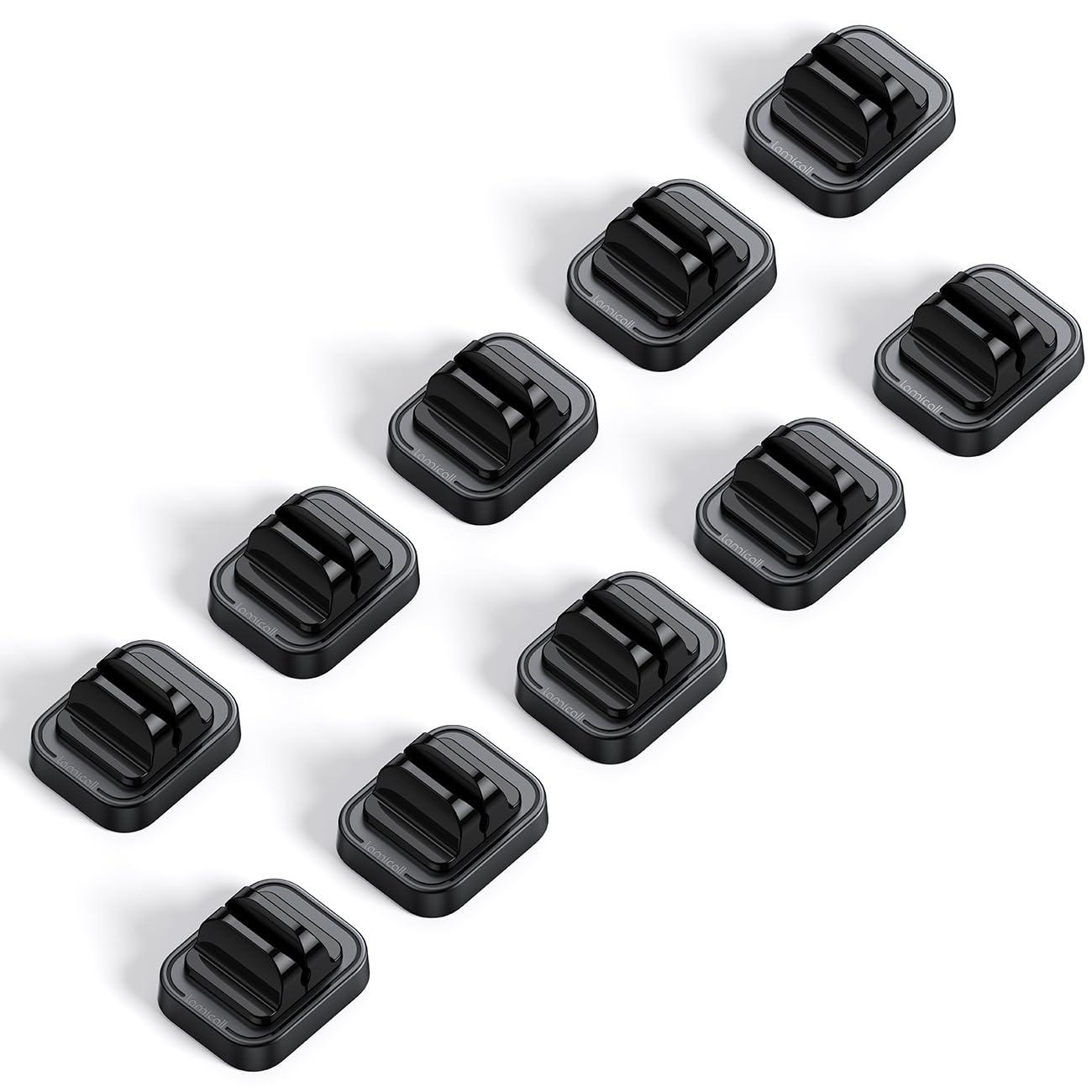 image5Pack Cable Spring Holder Clips Cord Organizer for Desk  Lamicall Adjustable Cord Wire Holder Keeper Phone Charger Organizer Clips Wire Cable Management for Nightstand Wall Car Office DesktopBlack
