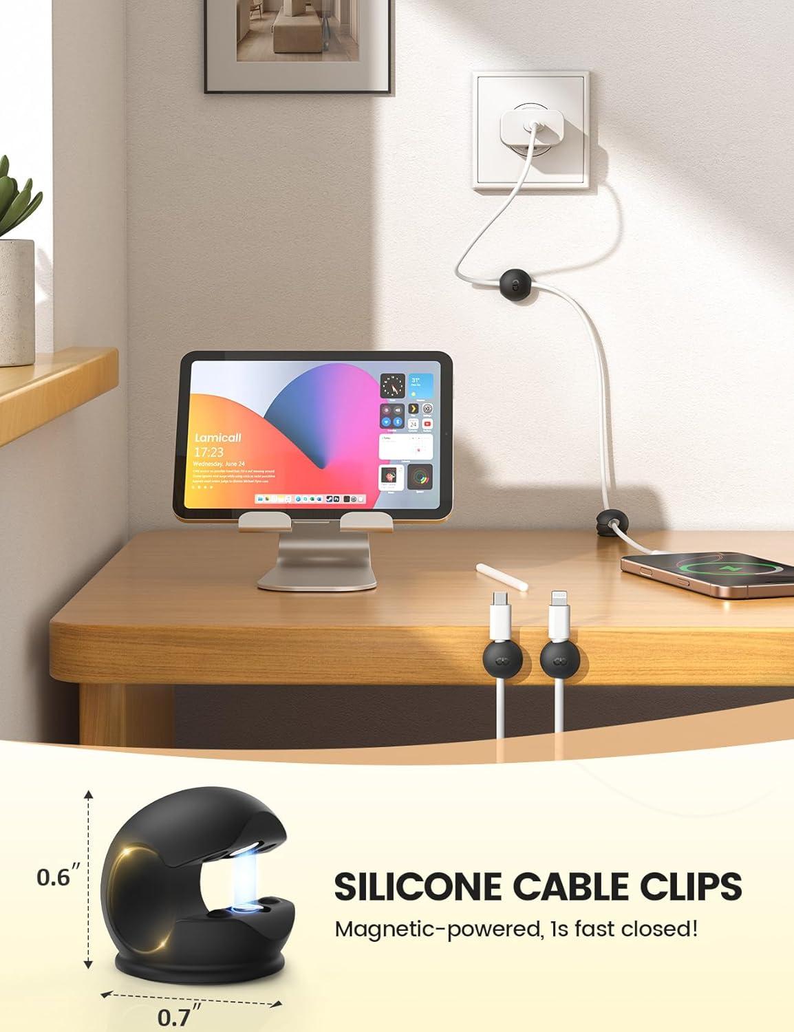 image8Pack Magnetic Cord Organizer Clips  Lamicall MiniSoft Silicone Cable Management for Phone Charger Cords Strong Magnet Adhesive Cord Holder for DeskNightstandHomeOffice Organizer Accessories