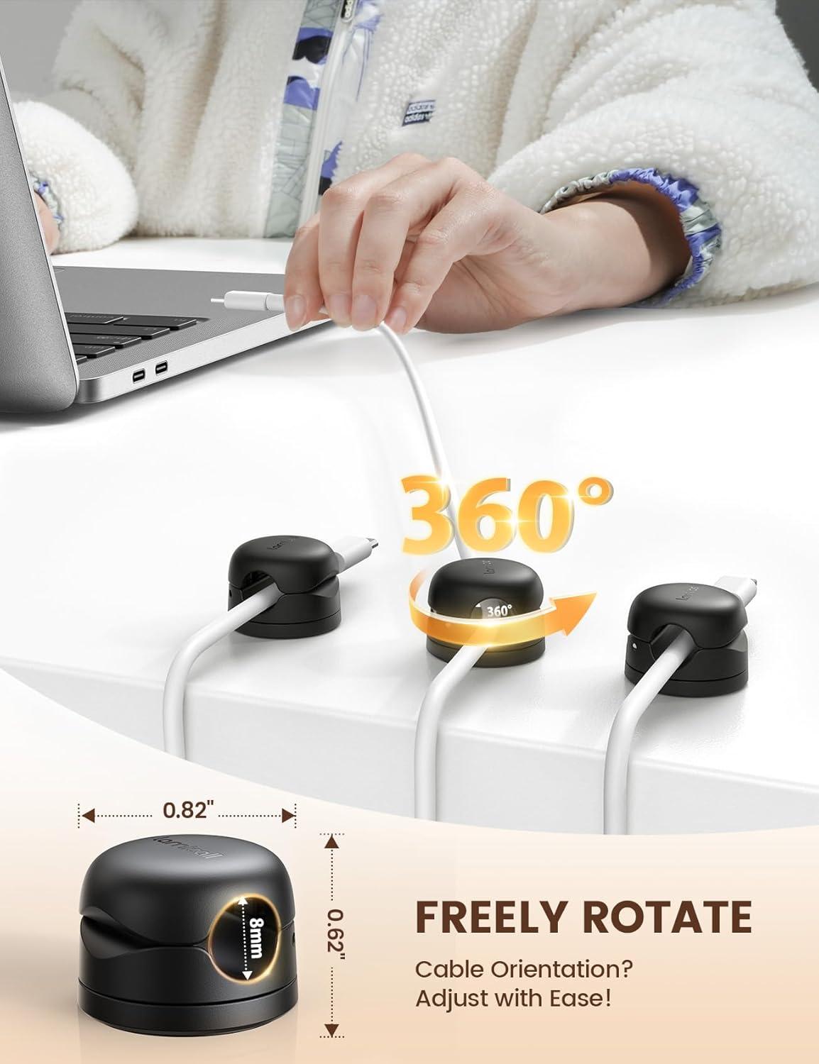 imageLamicall 12Pack Rotatable Cord Organizer Desk Office Nightstand Accessories  Cable Management Clips Desk Phone Charger Holder Gadgets Wire Organizer Keeper Home Workspace Dorm Organizers6Pack