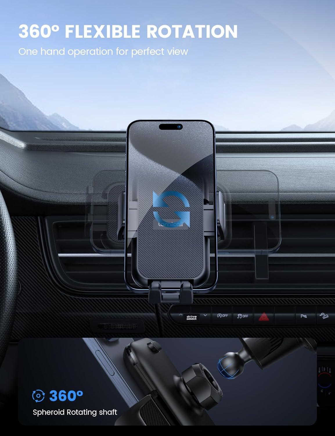 imageLamicall 2025 Wider Clamp ampamp Metal Hook Car Phone Holder Vent Thick Cases Friendly Phone Holders for Your Car Mount Automobile Hands Free Cradle Air Vent for iPhone 16 15 14 13 Pro Max SmartphoneNEW Upgraded  Dark grey