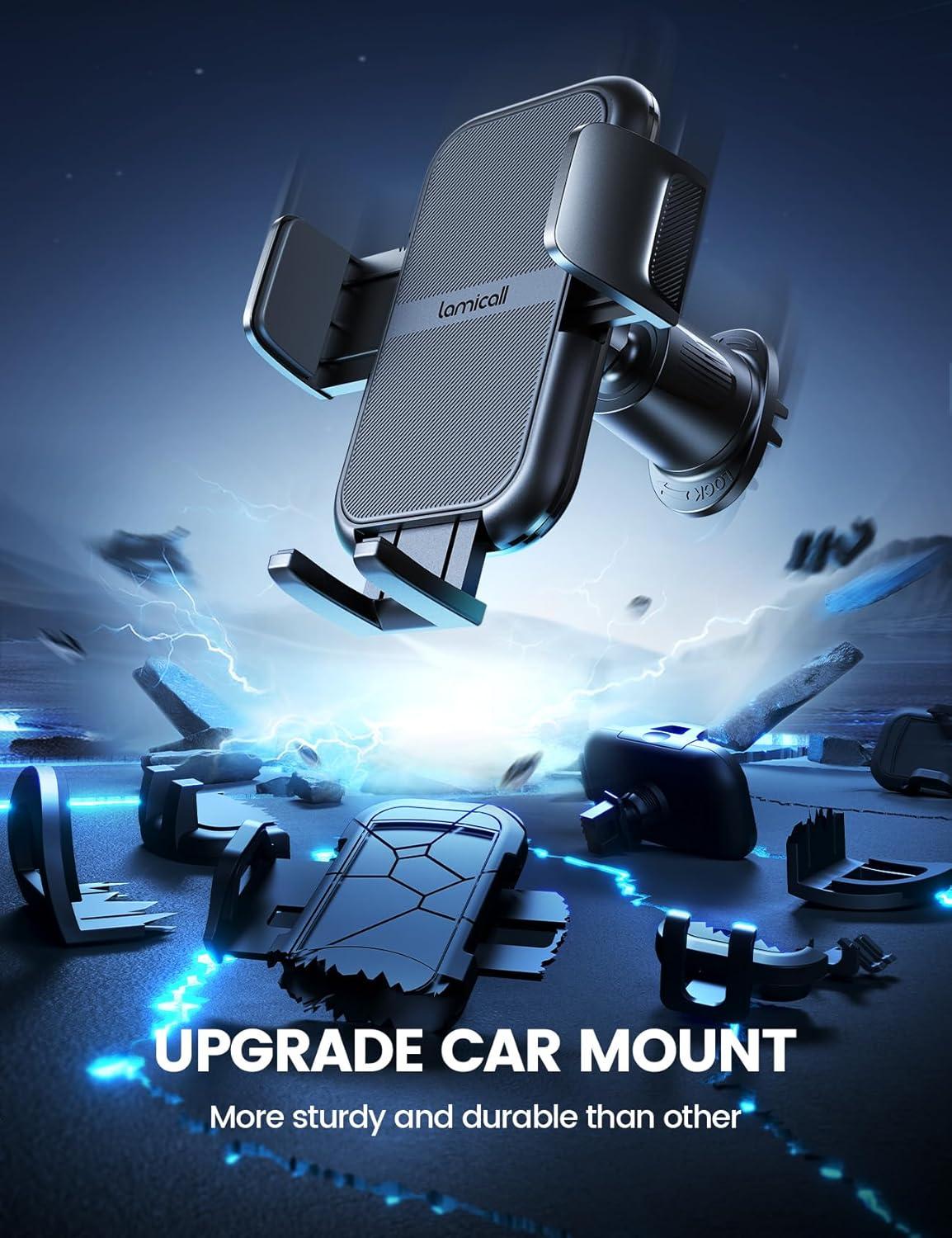 imageLamicall 2025 Wider Clamp ampamp Metal Hook Car Phone Holder Vent Thick Cases Friendly Phone Holders for Your Car Mount Automobile Hands Free Cradle Air Vent for iPhone 16 15 14 13 Pro Max SmartphoneBlack